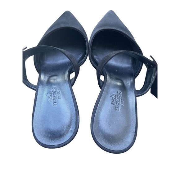 Hermès Black Suede Pointed-Toe Mules With Adjustable Crystal Buckle Strap - Picture 2 of 7